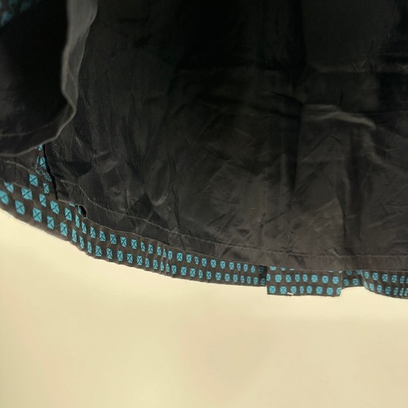 Ann Taylor LOFT Blue Black Geometric Lined Pleated Front A-Line Skirt Size 6 - Picture 6 of 10